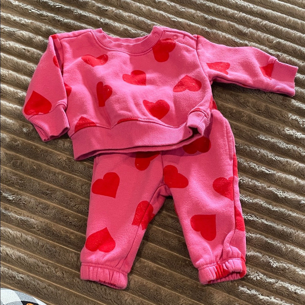 Cat & Jack Pink Set with Red Heart Print